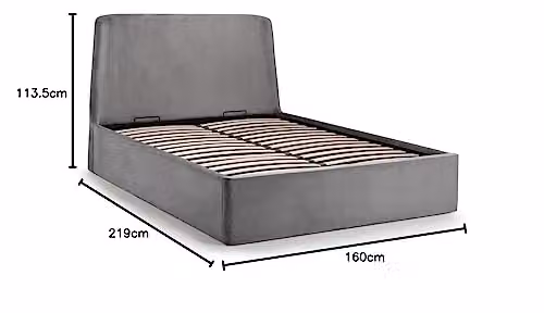 Julian Bowen Frida Upholstered Velvet Ottoman Storage Bed in Grey, W/D/H: 180 x 200 x 68 cm – 2