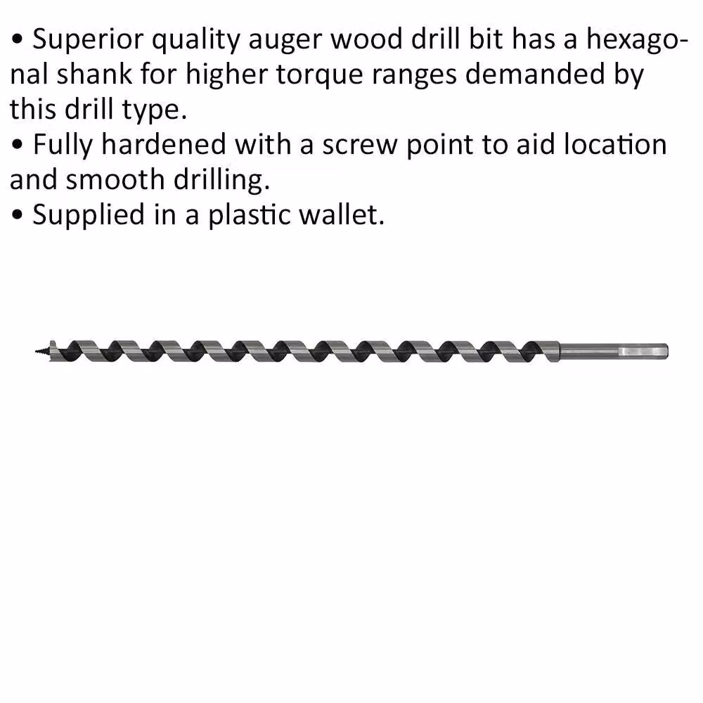 Loops Silver Hardened Auger Wood Drill Bit with Hexagonal Shank, Diameter: 16 mm, Length: 460 mm – 2