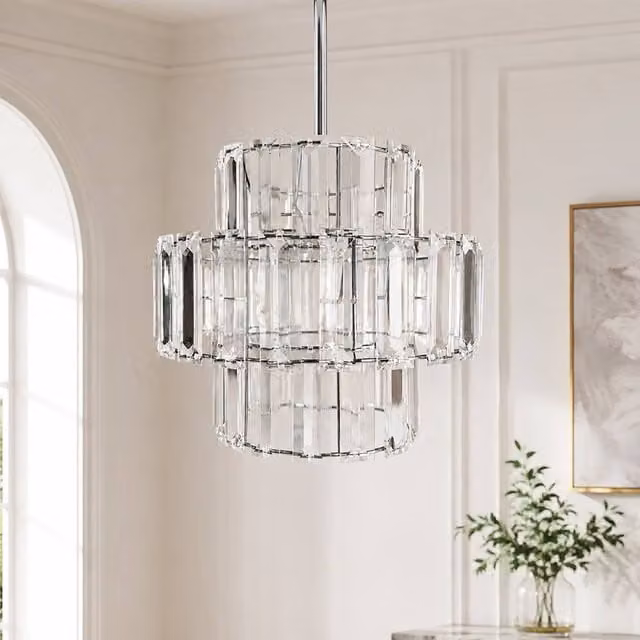Voltico Drum Crystal Effect Acrylic Lampshade, Transparent, Diameter: 25 cm