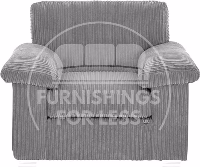 Furnishings For Less UK Delta Large Fabric Armchair Sofa in Grey Jumbo Cord