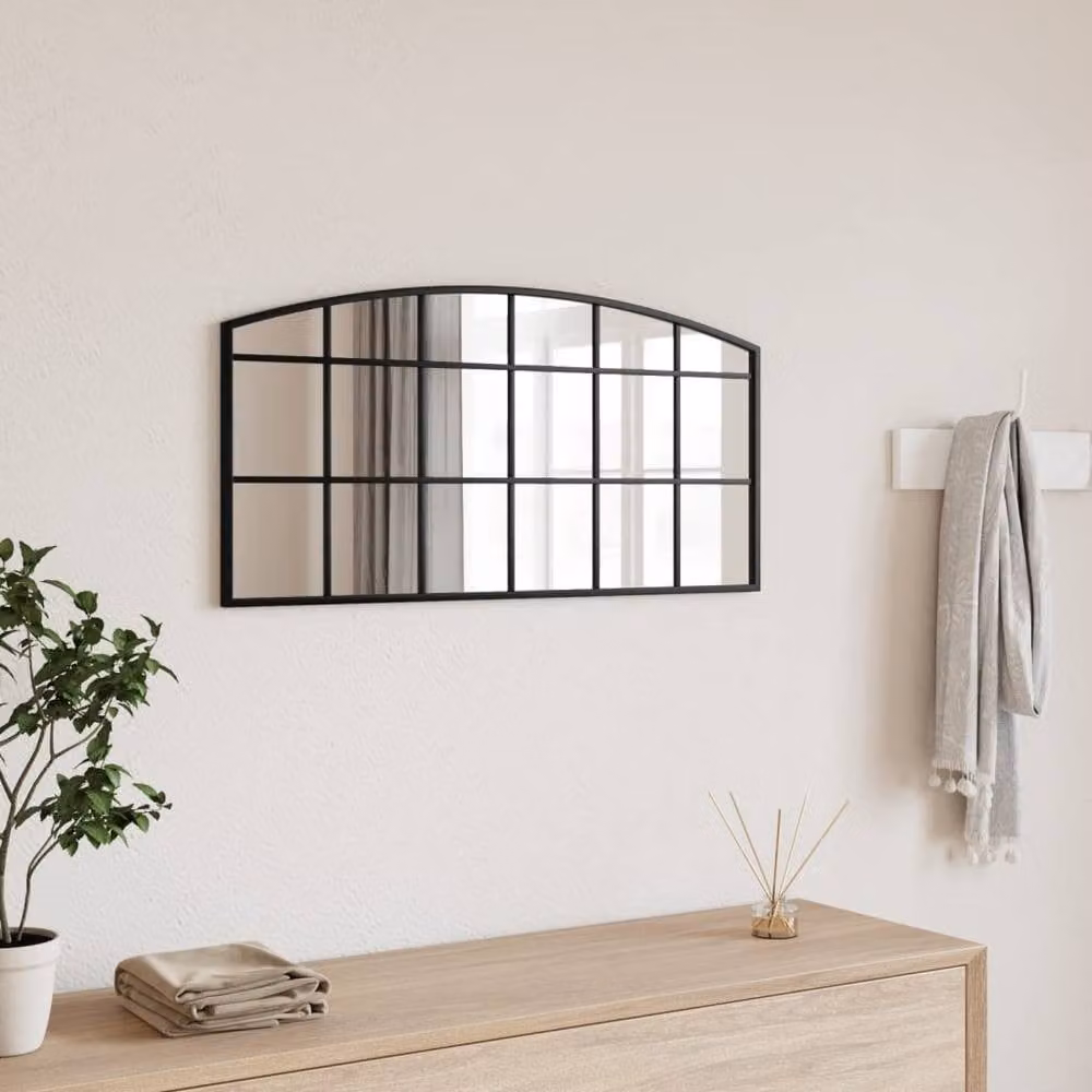 Berkfield Home Black Metal and Glass Wall Mirror, W: 80 cm, H: 40 cm – 2
