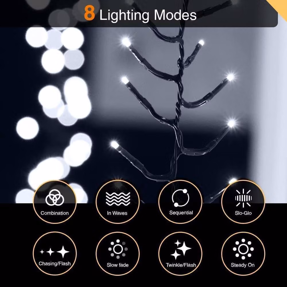 Shatchi 720 LED Christmas Tree Cluster Lights in White and Multicolour with 8 Light Modes – 5