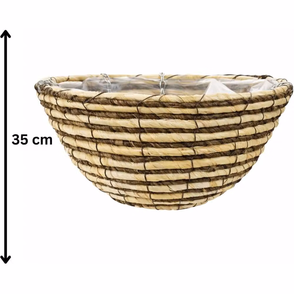 Marco Paul Brown Rattan Round Hanging Basket Planter, Diameter: 35.56 cm – 3