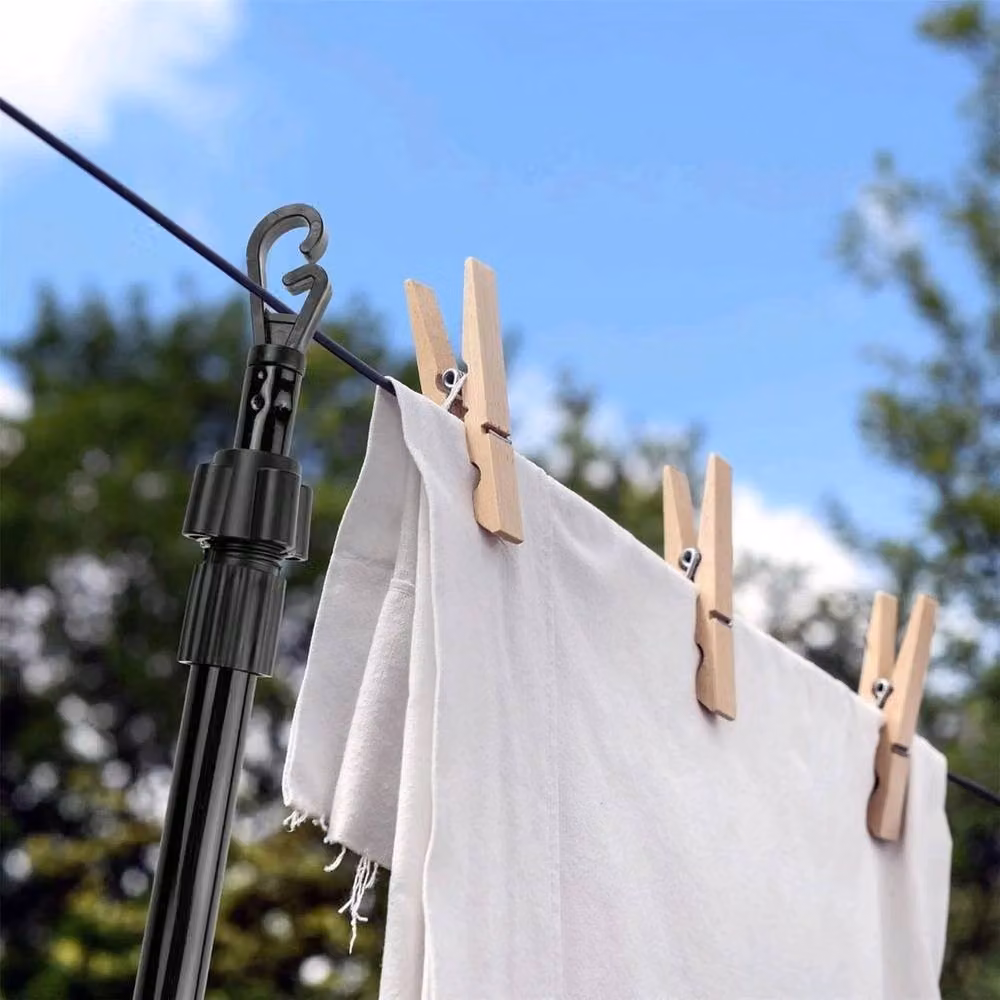 FLAVORA Extendable Outdoor Laundry Support Pole in Black Metal, W/D/H: 120 x 100 x 100 cm – 2