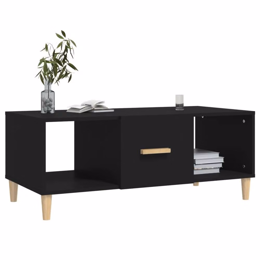 Berkfield Home Modern Black Coffee Table, W/D/H: 102 x 50 x 40 cm – 4