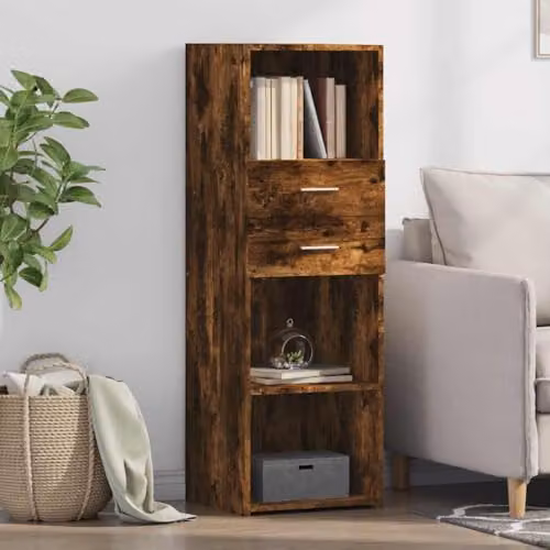 vidaXL Modern Highboard in Smoked Oak, Brown, W/D/H: 40 x 42.5 x 124 cm – 2