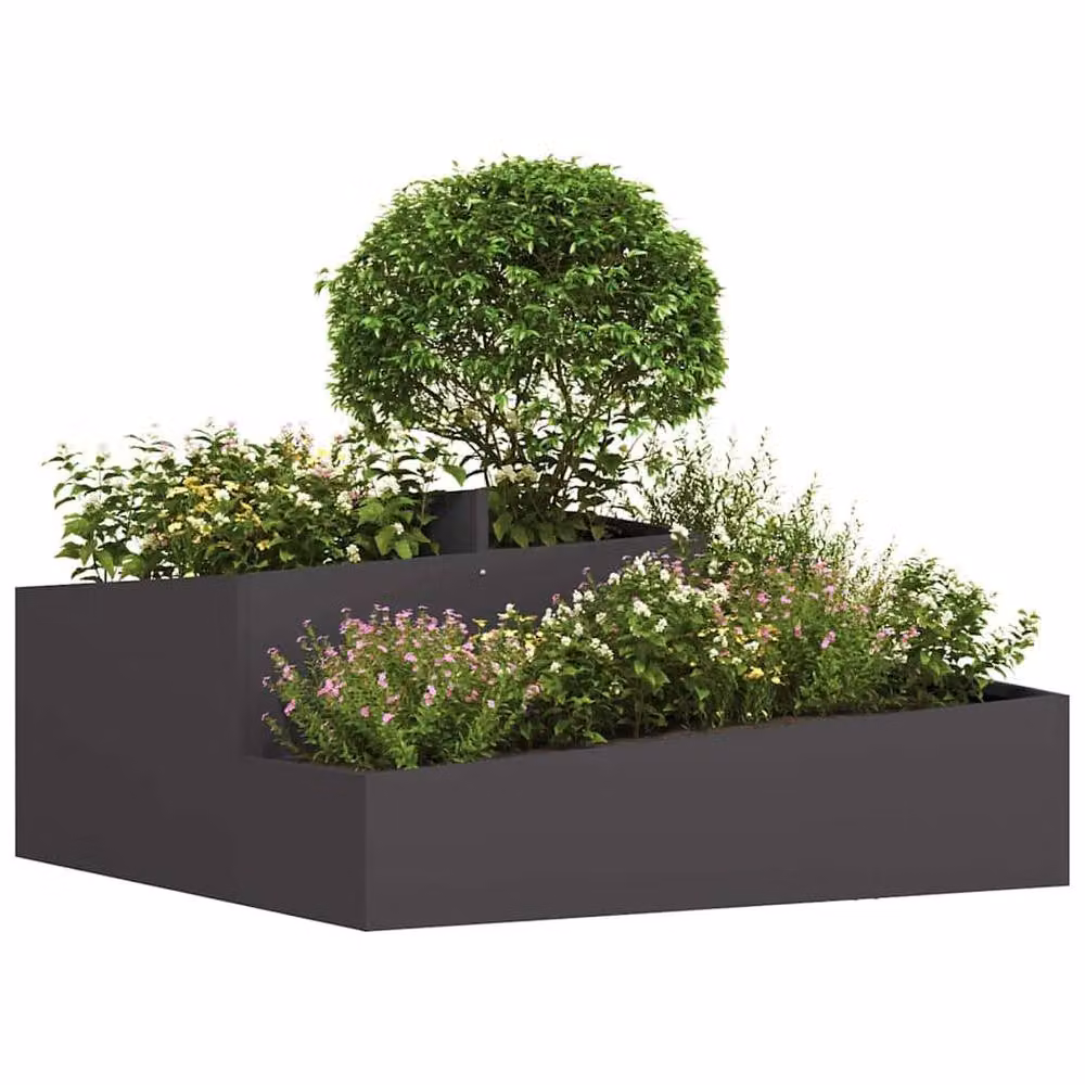 Berkfield Home Large Black Metal Decorative Inlays Planter Tub – 3
