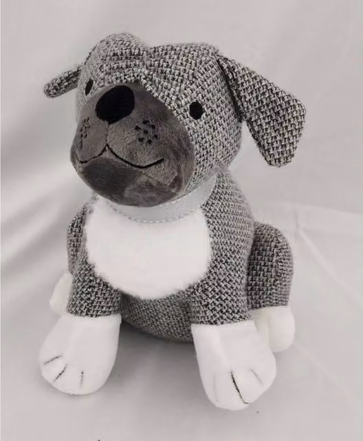 Minster Fabric Dog Door Stop in Multicolour and Grey, W16 x D10 x H25 cm