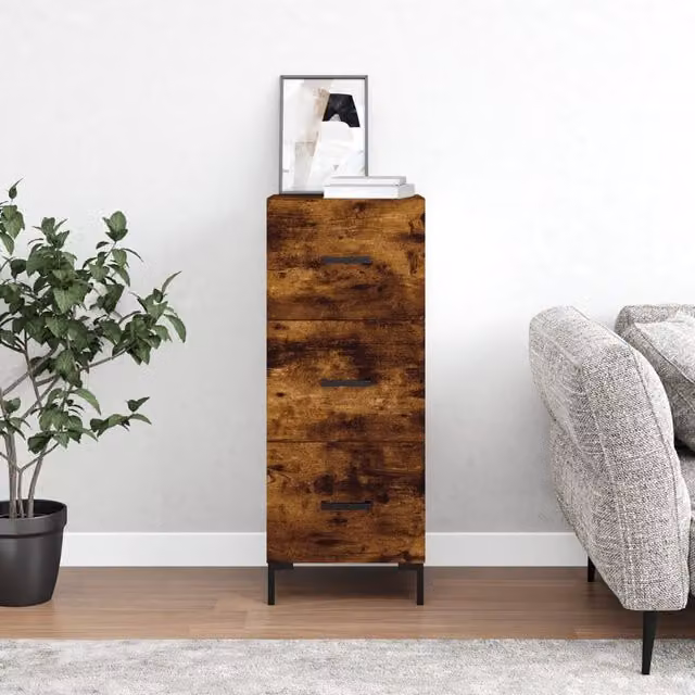 Berkfield Home Smoked Oak Sideboard in Brown, W/D/H: 34.5 x 34.5 x 90 cm – 1