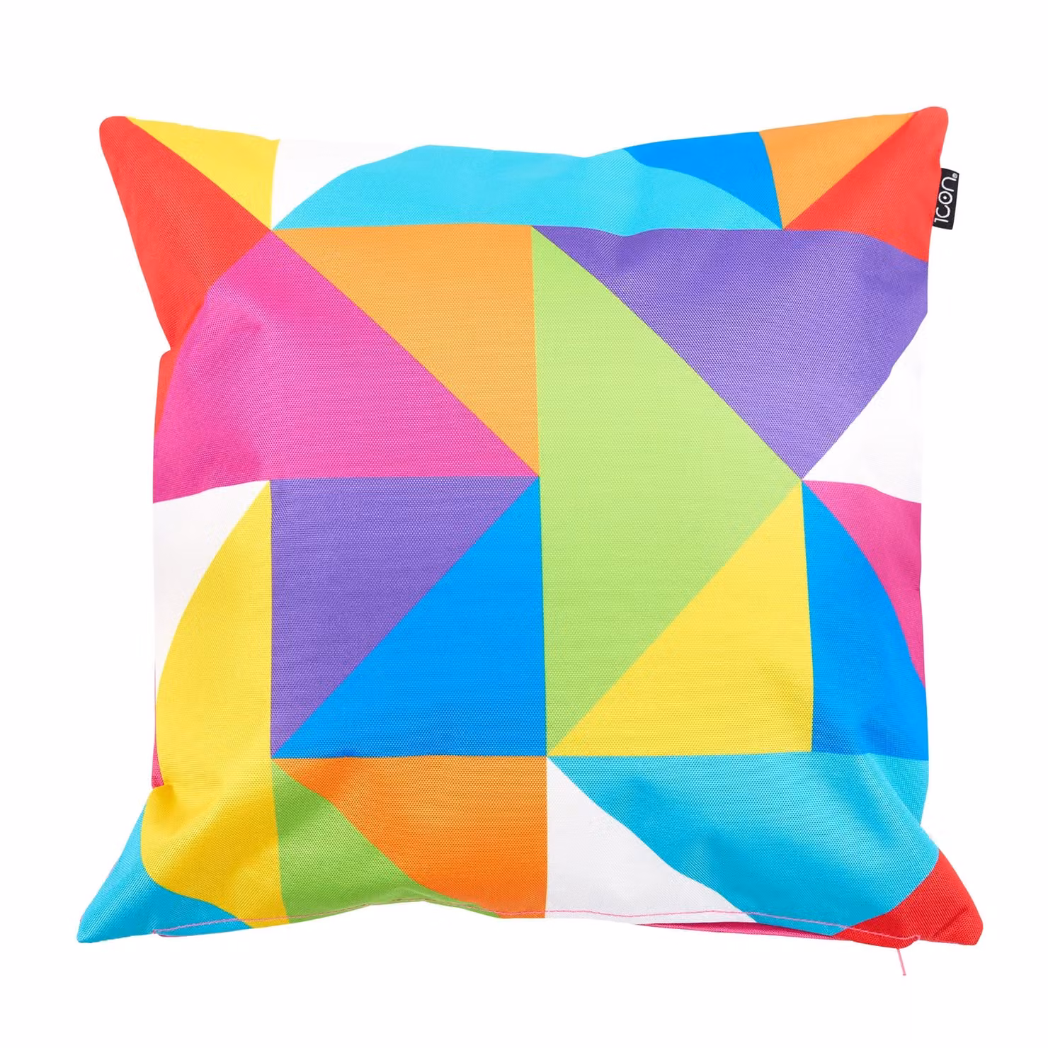ICON Set of 2 Technicolour Geometric Waterproof Indoor and Outdoor Cushions in Green and Pink, W/D/H: 43 x 43 x 43 cm – 3