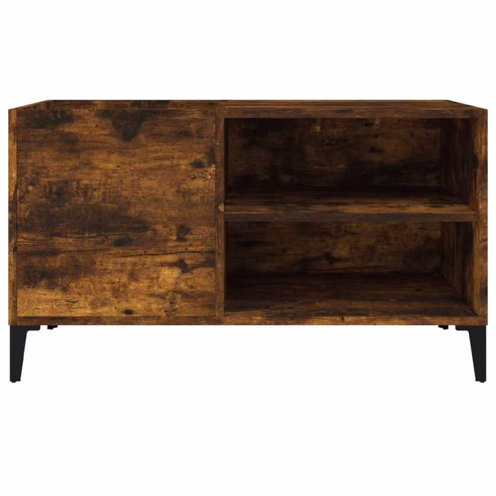 Berkfield Home Record Cabinet in Smoked Oak Brown, W: 84.5 cm, D: 48 cm, H: 38 cm – 4