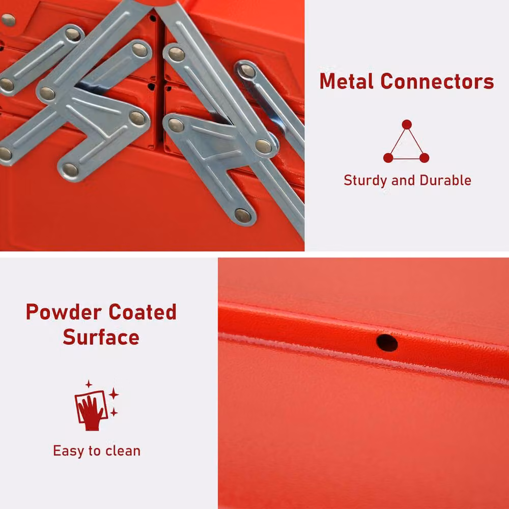 STILVORA Red Steel Tool Box with 5 Trays – 4