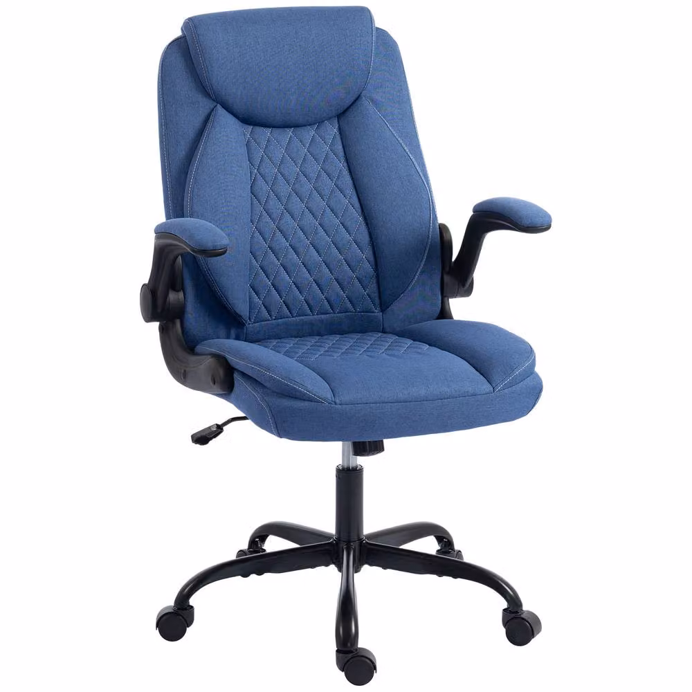 STILVORA Blue Fabric Office Chair with Flip-Up Armrests, W: 120 cm, D: 47 cm – 4
