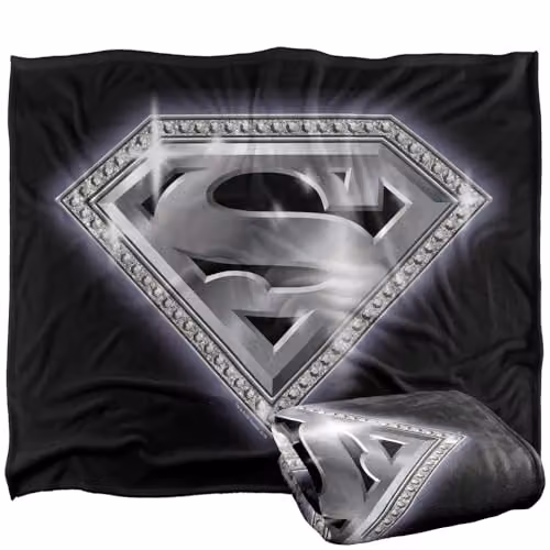 Warner Bros. Superman Bling Shield Super Soft Fleece Throw Blanket, Multicolour, W: 127.0 cm, D: 152.4 cm – 1