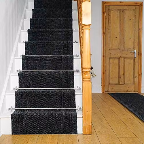 runrug Aztec Stair Runner Rug, Black, W: 66 cm, L: 600 cm – 2