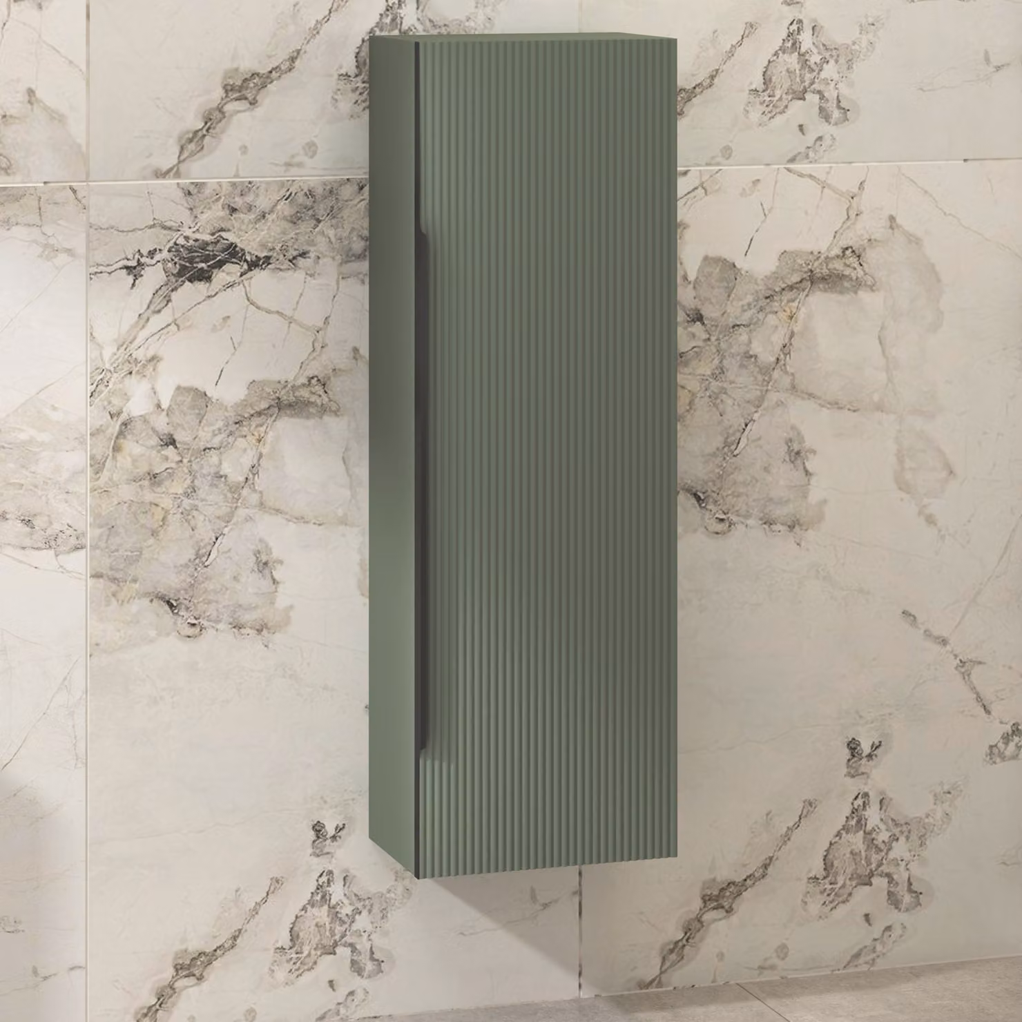 Royal Bathrooms Evora Wall Hung Tall Unit, Sage Green, W: 40 cm, H: 120 cm, D: 26 cm