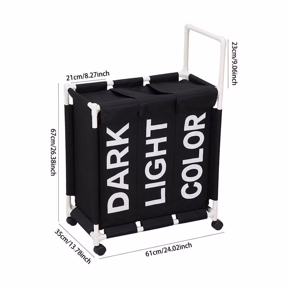 EONLION Black Fabric Laundry Basket Hamper with Lid and Removable Bag, Height: 100 cm – 2