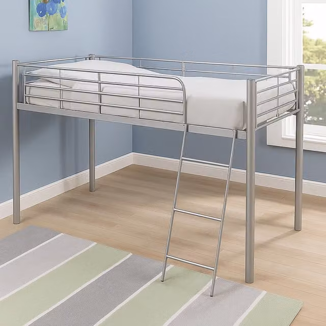 Kosy Koala Metal Children Mid Sleeper Cabin Bunk Bed Frame, Silver, 90 x 190 cm