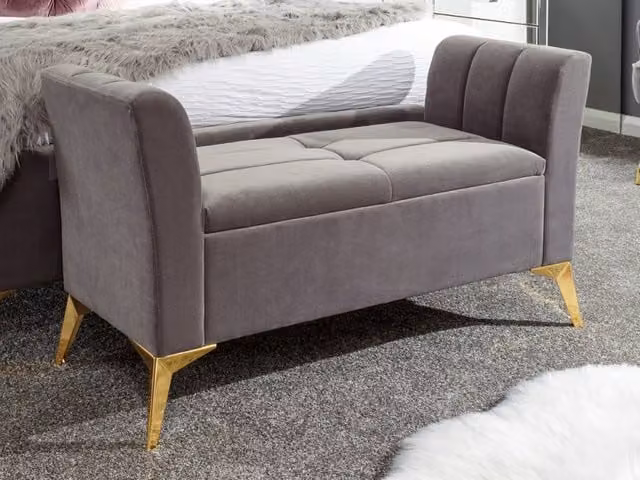 GFW Pettine Grey Velvet Ottoman Storage Bench