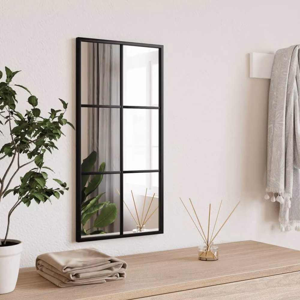 Berkfield Home Rectangular Wall Mirror in Black Metal and Glass, W: 30 cm, H: 60 cm – 2