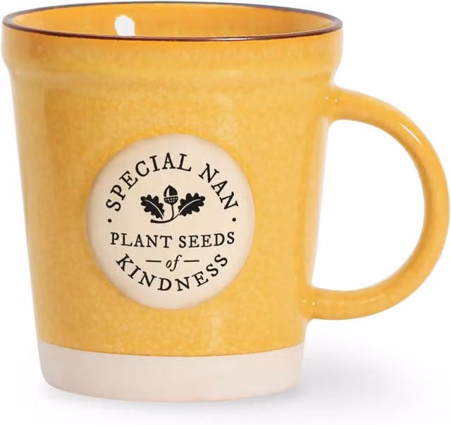 History and Heraldry Special Nan Pre-personalised Plant Pot Mug, Yellow Ceramic Stoneware
