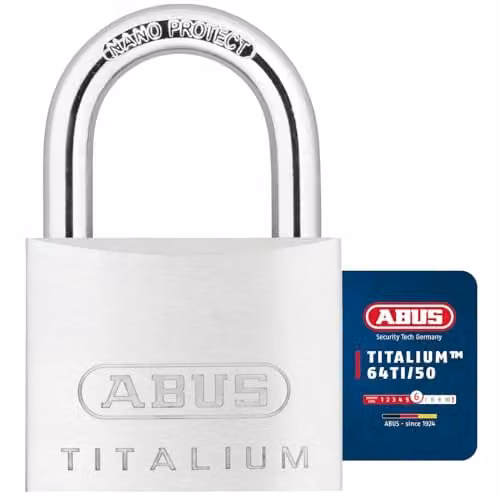 ABUS 64TI/50 Titalium Padlock with Aluminium Body in Silver/Grey