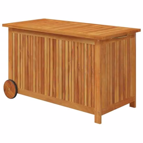 vidaXL Garden Storage Box with Wheels in Brown Acacia Wood, W/D/H: 90 x 50 x 58 cm