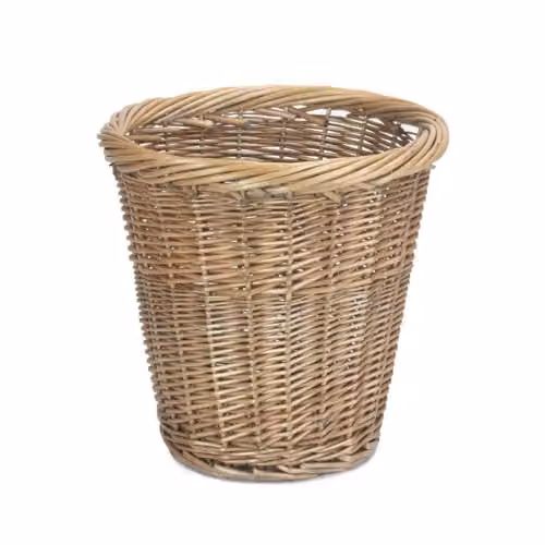 Red Hamper Antique Wash Wicker Waste Paper Bin in Red, Brown and Grey, W/D/H: 28.0 x 28.0 x 28.0 cm