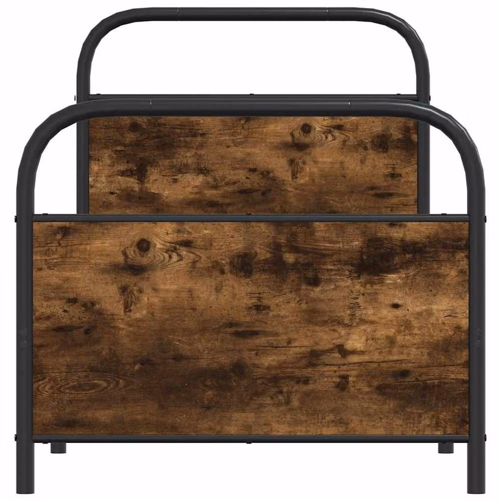 Berkfield Home Small Single Bed Frame in Smoked Oak Wood and Metal, Brown, W: 75 cm, L: 190 cm – 4