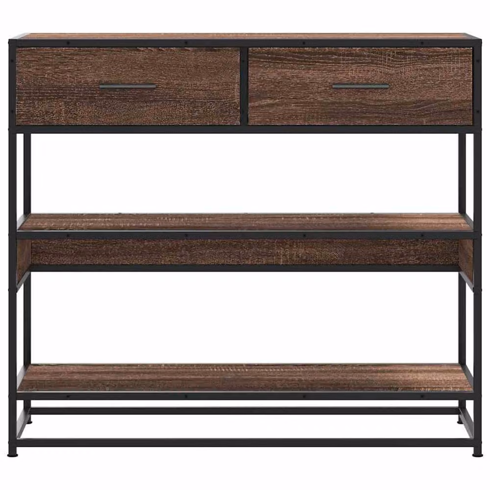 Berkfield Home Brown Oak Console Table, W/D/H: 90 x 35 x 80 cm – 3