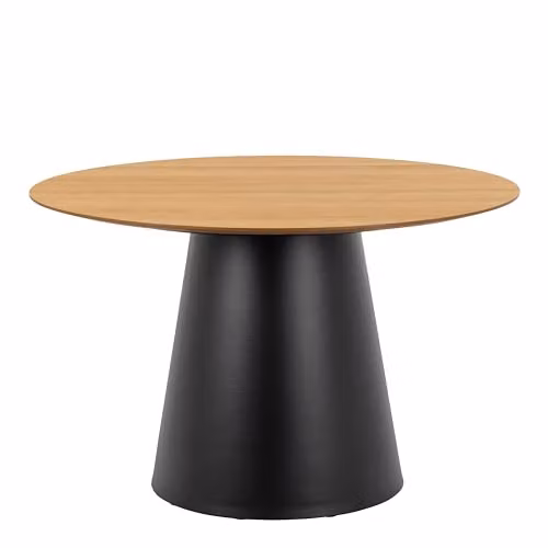 Furniture To Go Soli Round Dining Table in Oak and Black with 4 Darlene Black Swivel Dining Chairs, W: 120 cm, D: 75 cm, H: 79 cm – 2