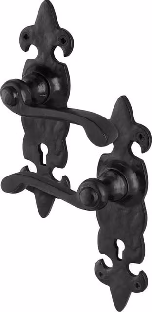 AFIT Black Antique Cast Iron Key Lock Door Handles with Backplate, 1 Pair, W/D/H: 15 x 15 x 1.5 cm – 1