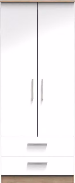 Ready Assembled Trent 2 Door 2 Drawer Wardrobe in White