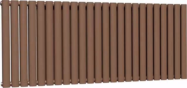 Lux Heat Oval Horizontal Double Radiator in Coffee Bean, W: 144 cm, H: 60 cm