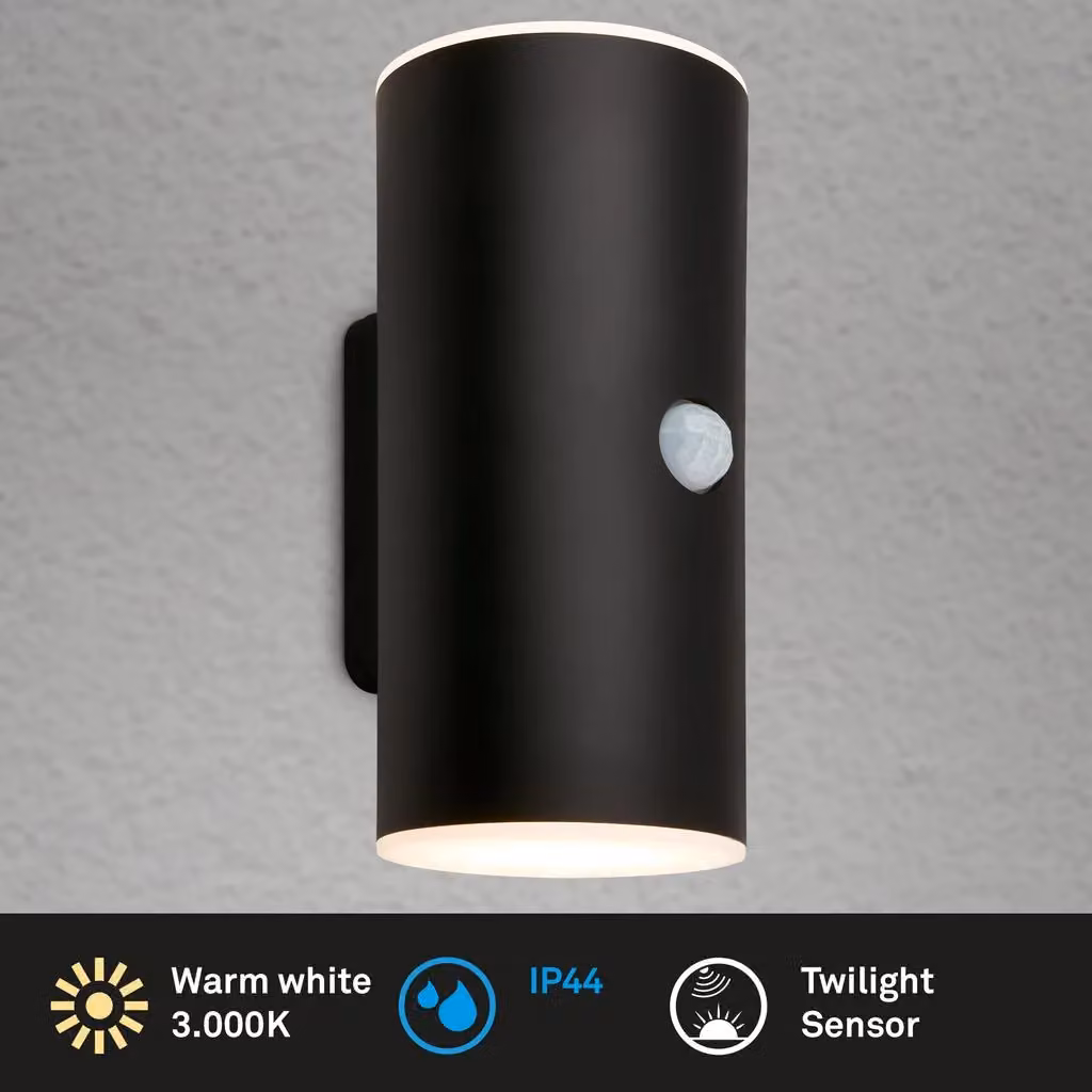 Briloner Rechargeable LED Outdoor Wall Lamp with Motion and Dusk Sensor, Black, H x W x D: 15.5 x 7.0 x 8.5 cm – 3