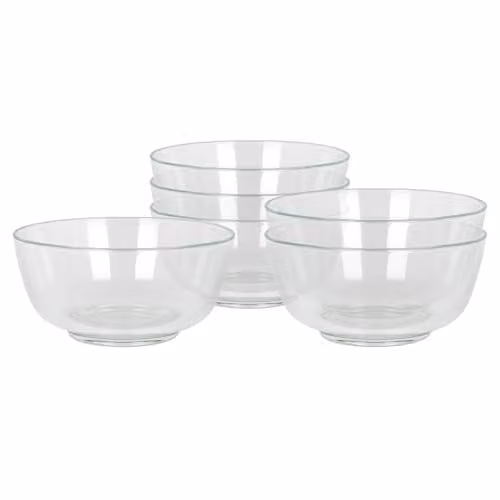 Argon Tableware Set of 6 Transparent Glass Snack Bowls, Diameter: 11 cm