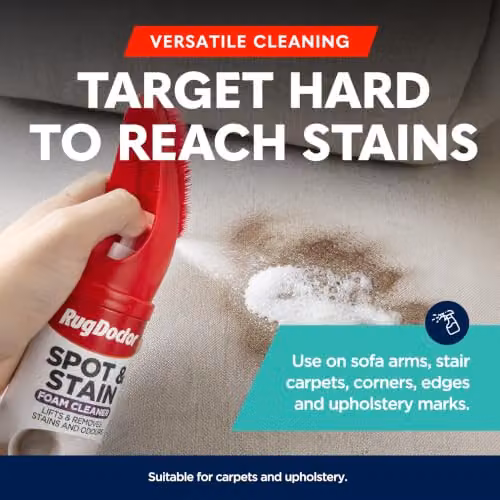 Rug Doctor Spot and Stain Foam Cleaner with Integrated Brush, 400ml for Fabric, Upholstery and Carpet Stains – 5