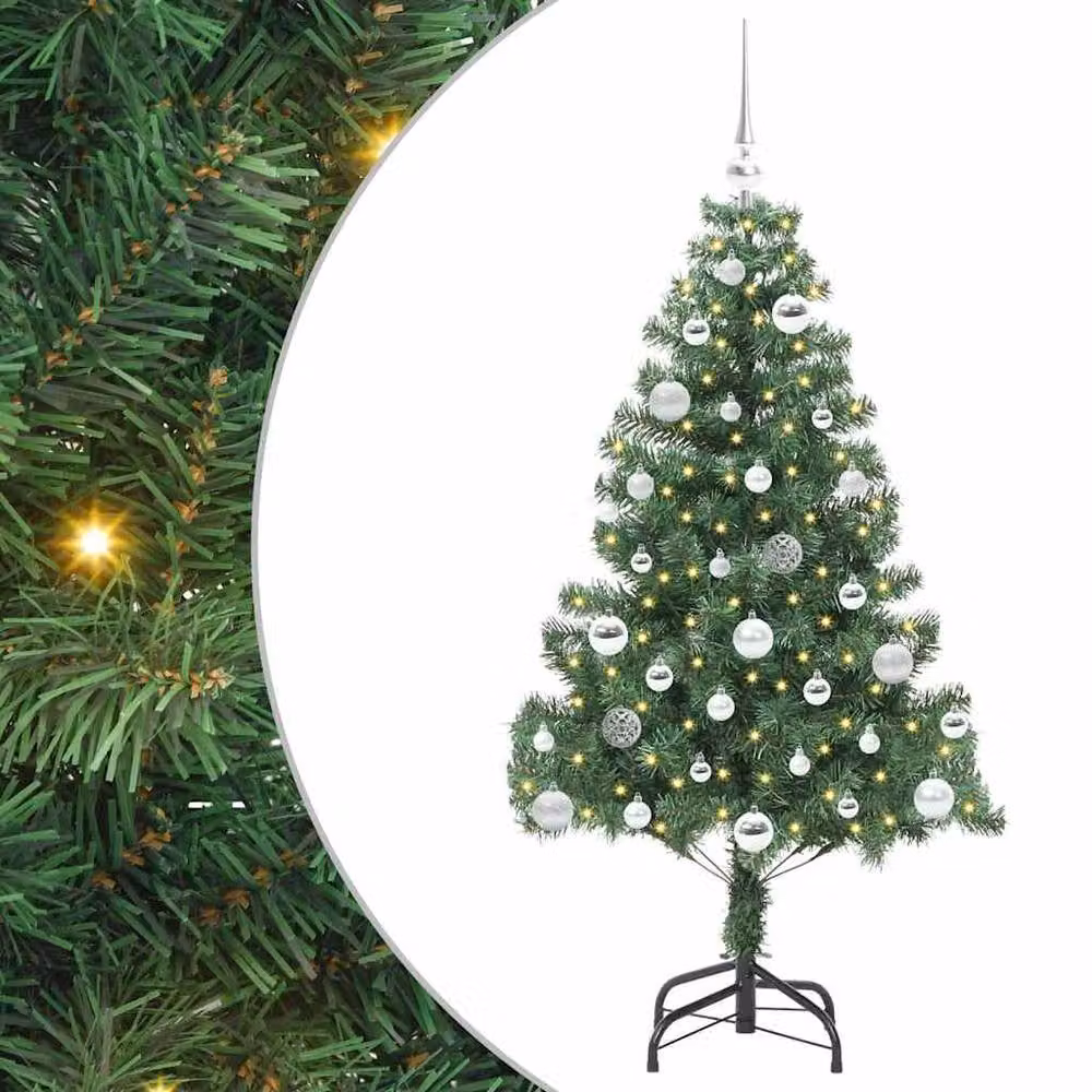 Berkfield Home Green PVC Christmas Tree with 150 LEDs and Stand, Height: 150 cm – 2