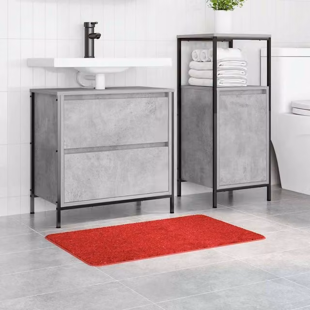 Berkfield Home Traditional Rectangular Non-Slip Bath Mat, Red, W: 50 cm, D: 80 cm