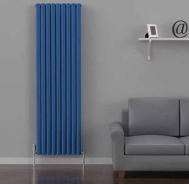 Lux Heat Oval Coloured Vertical Radiator in Galaxy Blue, H 180 cm x W 54 cm