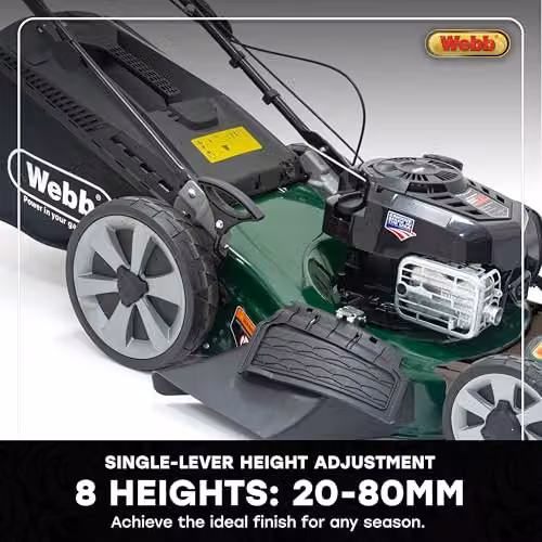 Webb Supreme 53cm Self Propelled Petrol Lawnmower in Green with 65L Collection Bag – 3