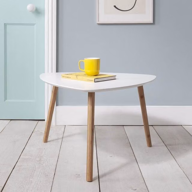 Noa and Nani Malme Extra Large Round Side Table in White and Natural Pine