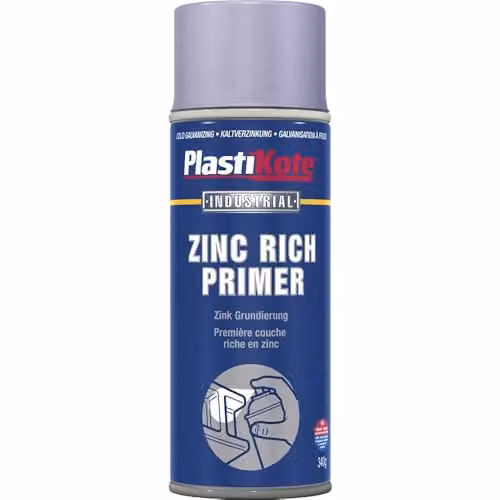Plasti-kote Zinc Primer for Metal, Silver and Brown, 400 ml