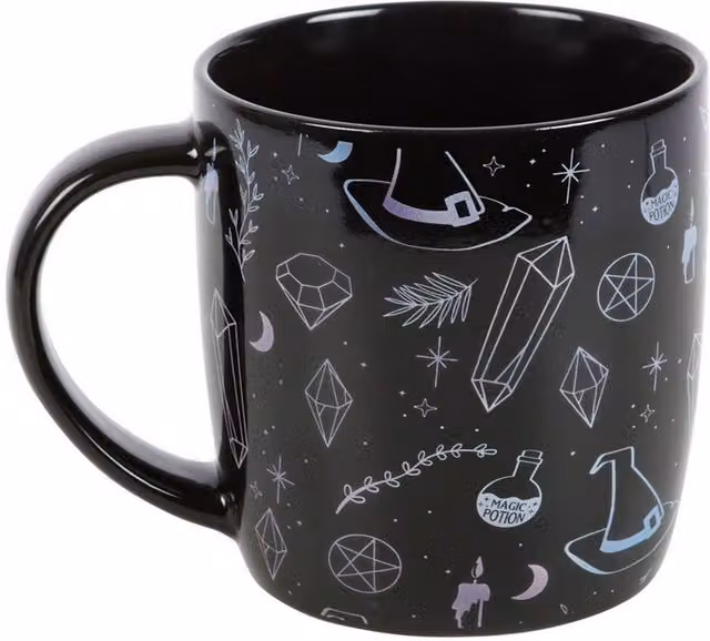 Something Different Crystal Witch Printed Ceramic Mug in Black, Blue and Purple