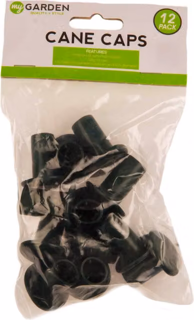 My Garden Pack of 12 Black PVC Cane Caps for Support