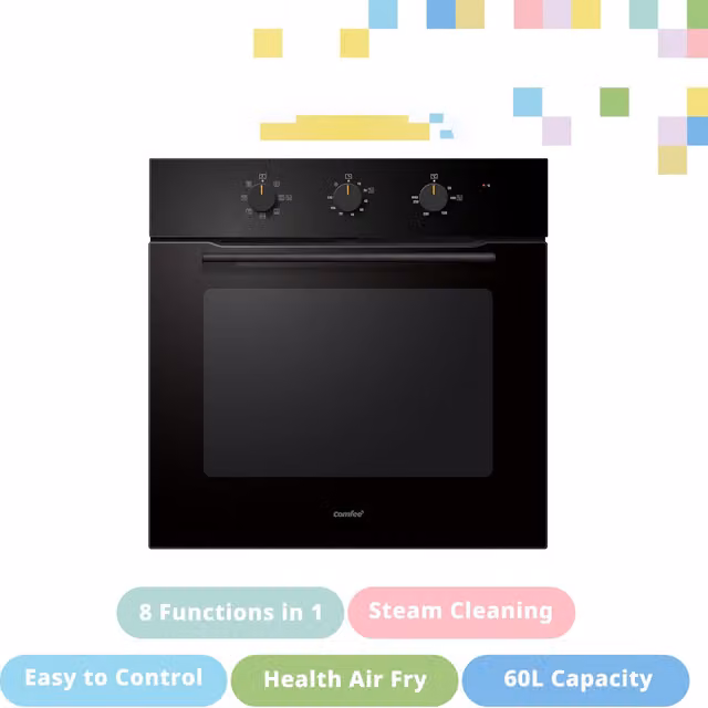 Livingandhome 60L Mechanical Control Built-in Electric Fan Oven with Air Fry Function in Black