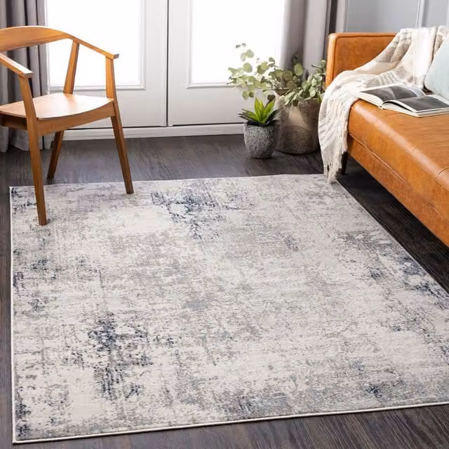Livabliss Roma Abstract Modern Marble Rug in Grey, Beige and Blue, W: 140 cm, L: 200 cm