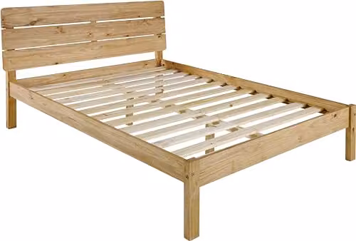 Seconique Ronan Double Bed Frame in Brown Waxed Pine, W/D/H: 140 x 200 x 150 cm