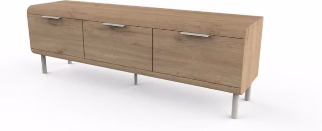 Decortie Draen Three Door TV Unit in Natural Oak, W: 150 cm, D: 38 cm, H: 50 cm