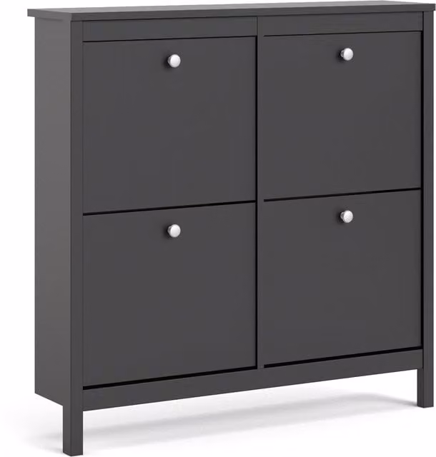 Furniture To Go Madrid Modern Shoe Cabinet with 4 Tilting Doors in Matt Black – 1